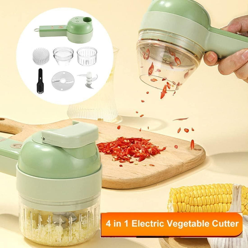 4-in-1 Portable Electric Vegetable Cutter – Chop, Slice, Grind & Clean Instantly!