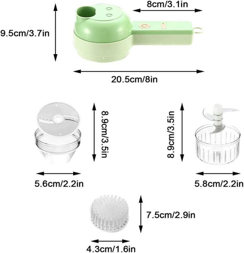 4-in-1 Portable Electric Vegetable Cutter – Chop, Slice, Grind & Clean Instantly!