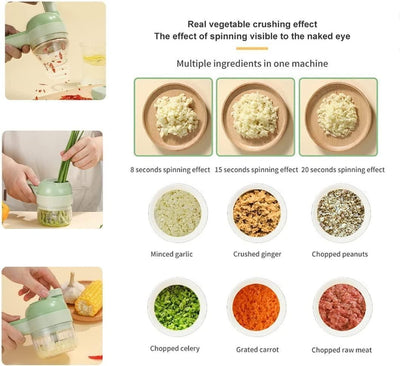 4-in-1 Portable Electric Vegetable Cutter – Chop, Slice, Grind & Clean Instantly!
