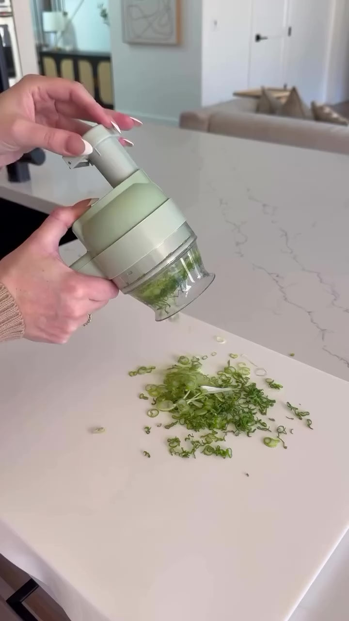 4-in-1 Portable Electric Vegetable Cutter – Chop, Slice, Grind & Clean Instantly!